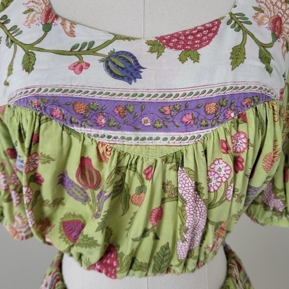 Floral skirt set peasant milk maid top knee length a-line full skirt blouse - Picture 7 of 16